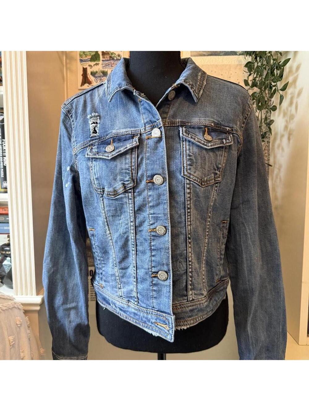 Y2K Aeropostale Distressed Denim Trucker Jacket Women’s Large